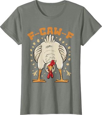 Generic Funny F-Caw-F Tshirt Vintage Messy Bird Face Feather Chaos Cartoon Humor Short Sleeve T-Shirt Funny Mens t Shirt Gray L