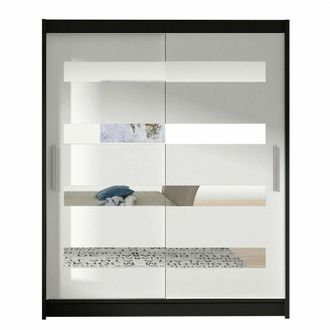 Mirjan24 Armario Closico 136, Negro + Blanco, 200x150x58cm, Puertas De Armario: Correderas, N&uacute;mero De Estantes: 5