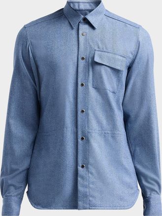 Kiton Men & apos;s Buba Virgin Wool & Cashmere Snap-Front Shirt
