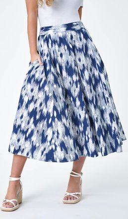Roman Abstract Print Cotton Pocket Skirt