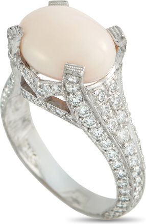 Luxury Bazaar 18K White Gold 1.50ct Diamond and Conch Pearl Ring MF11-050126