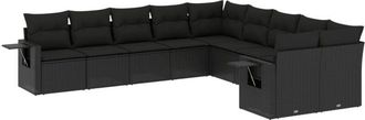 vidaXL Vidaxl - Set De Sof&aacute;s De Jard&iacute;n 10 Pzas Cojines Rat&aacute;n Sint&eacute;tico Negro