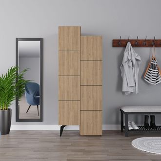 Decortie Stair Modern Open Shelf Storage Cabinet 156cm in Natural | Size: 2 Pack