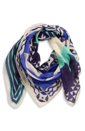 Echo Escape Print Cotton & Silk Square Scarf in Ultramarine at Nordstrom