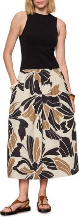 Sanctuary Sandbar Mixed Media Floral Print Midi Dress in Lotus Black at Nordstrom, Size X-Large