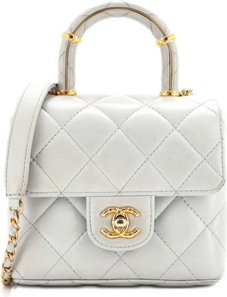 Chanel Crush Top Handle Flap Bag Quilted Lambskin Mini crossbody bag - Grijs