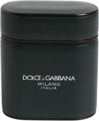 Dolce & Gabbana Leren Air Pods Hoesje - Heren - Telefoonaccessoires - Zwart - ONE Size - Accessoires
