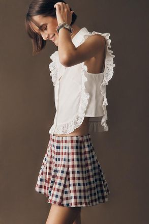 Maeve Godet Plaid Skort