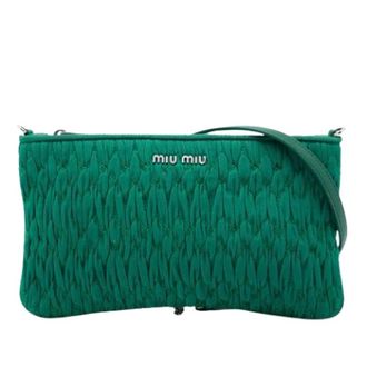 Miu Miu Pre-owned Quilted Nylon Crossbody Bag - Dames - Pre-owned - Groen - Maat: ONE Size Nylon