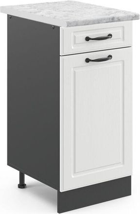 Vicco Mueble bajo de cocina R-Line, Blanco casa de campo, 40 cm, et Mármol