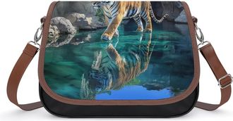 Generic A Walking Tiger Small Womens Crossbody Bags Shoulder Handbag with Adjustable Strap for Travel