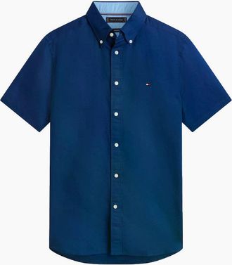 Tommy Hilfiger Mens Tommy Hilfiger Linen Blend Solid Shirt DCC Carbon Navy - Size: 38/Regular