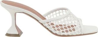 Amina Muaddi Lupita Perforated Sandals - female - Amina Muaddi - Heeled Mules - White - 3 UK - Shoes