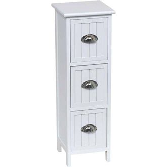 Tendance Cassettiera paulownia mdf a 3 cassetti con maniglia - bianco Tendance