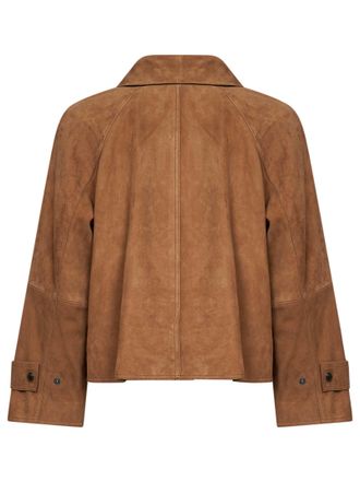 Max Mara Womens Jacket Wkdabito Hazelnut Suede Brown Leather