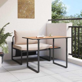 vidaXL Conjunto De Comedor De Jard&iacute;n 2 Pcs Taup&eacute; Acero Vidaxl