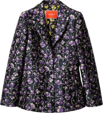 La DoubleJ Blazer a fiori jacquard - Nero