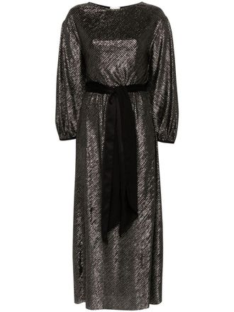Forte_Forte Abito lungo con motivo pied-de-poule - Nero