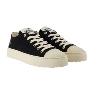 Vivienne Westwood Womens Canvas Platform Sneaker Black Cotton