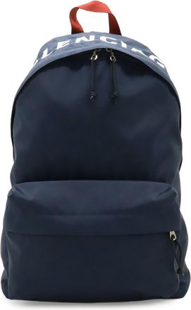 Balenciaga Navy Red Color White Nylon Canvas Backpack (Pre-Owned)