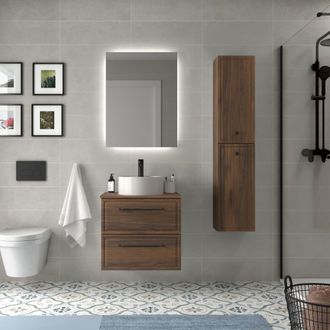 Cygnus Bath Mueble De Ba&ntilde;o Runa 70cm Blanco Mate 2 Cajones Lavabo Sobre Encimera 1 Poza Porcelana