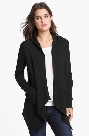 Splendid Draped Thermal Hoodie in Black at Nordstrom, Size Small