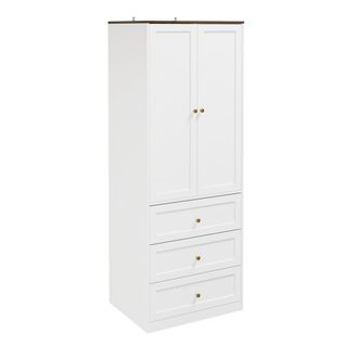 SoBuy Sobuy Armario Ropero Blanco Con 2 Puertas Y 3 Cajones Mueble Auxiliar Peque&ntilde;o Con Luz Led 70&times;55&times;187 Cm Capacidad De Carga 50 Kg Ksb04-w