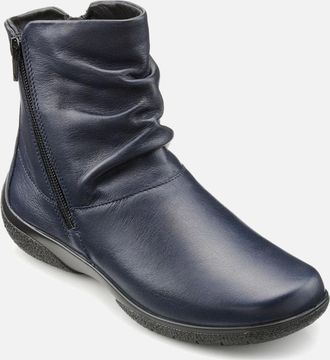 Hotter Womens Whisper Womens Leather Wide Fit Ankle Boots - Navy - Size: 6.5