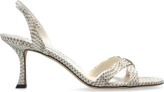 Jimmy Choo London Elsy 70 Sandalen met Hak - Dames - Sandalen met hakken - Beige - 38 EU - Leer - Schoenen