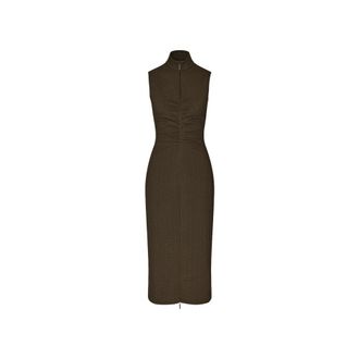 Stine Goya Chique Jacquard Coltrui Jurk - Dames - Casual kleedjes - Groen - M - Polyester - Kleedjes