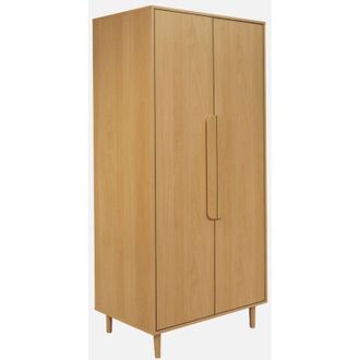 Sweeek Armario Vestidor Con Efecto Madera, 2 Puertas Y Barra Para Colgar
