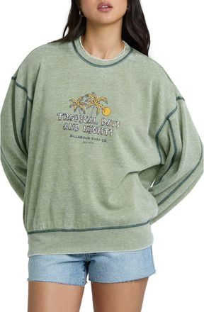 Billabong All the Days Kendel Fleece Sweatshirt in Dark Olive at Nordstrom, Size X-Small