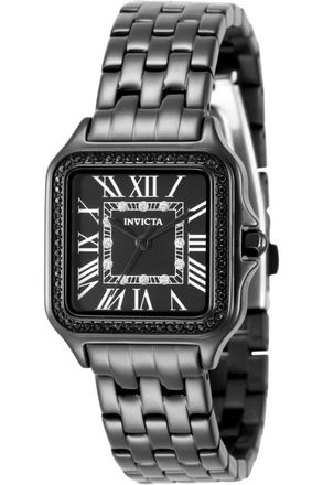 Invicta Angel 50581 Dameshorloge - Quartz Uurwerk - Roestvrij Staal met Zwarte Wijzerplaat - 28 mm