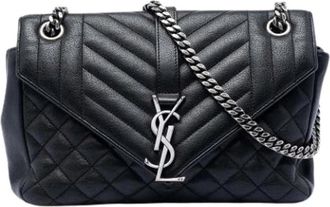 Saint Laurent Pre-owned Quilted Shoulder Bag - Dames - Vintage Schoudertas - Zwart - ONE Size - Leer - Vintage