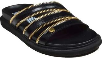 Moschino Sandalen - Zipper Black Leather Sandals - Gr. 36 (EU) - in Schwarz - für Damen