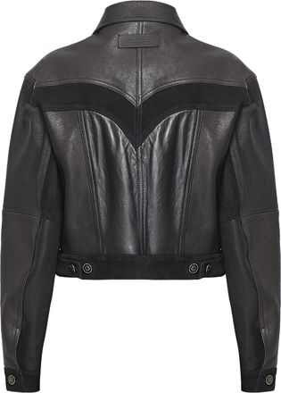 Versace Structured Leather Jacket with Suede Inserts