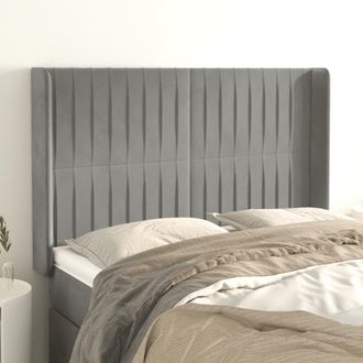 vidaXL Cabecero Con Orejas De Terciopelo Gris Claro 147x16x118/128 Cm Vidaxl