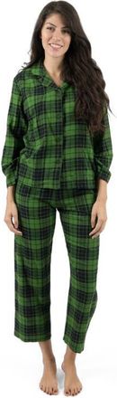 Leveret Womens Cotton Flannel Printed Holiday Pajama Set in Plaid Black & Green at Nordstrom, Size Xx-Large