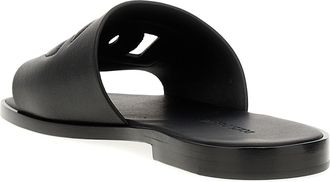 Dolce & Gabbana Mens Black Leather Slides Shoe