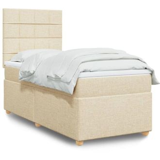 vidaXL Vidaxl - Cama Box Spring Con Colch&oacute;n Tela Color Crema 90x200 Cm