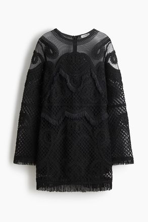 H&M Besticktes Meshkleid - Schwarz