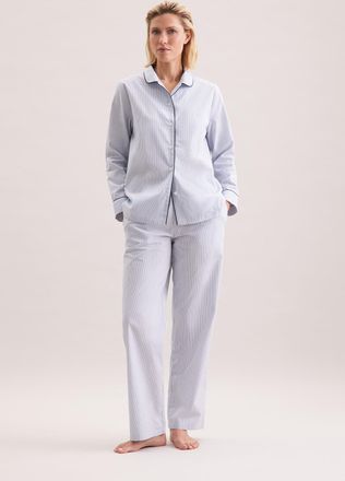 Seidensticker Pyjama SEIDENSTICKER, Damen, Gr. 40, hellblau, 100% Baumwolle, gestreift, Homewear-Sets Pyjama