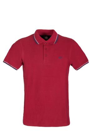NAZARENO GABRIELLI Mens Polo Shirt Short Sleeve 100% Cotton Piquet. Collar and Sleeve with Contrast Color Trim. - Red - M