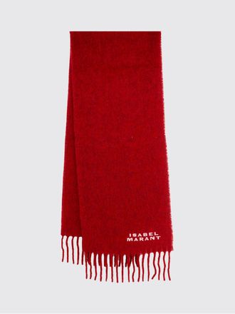 Isabel Marant Firny Embroidered-Logo Alpaca Wool-Blend Scarf with Fringes