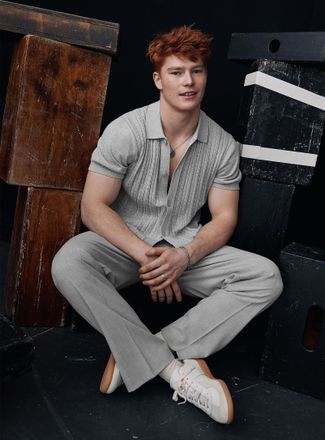 Lindbergh Mens Twisted cable and rib polo-collar Cardigan Sweater