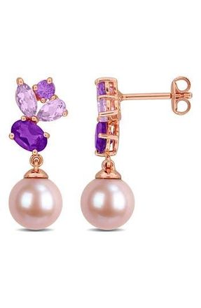Delmar 8-8.5mm Pink Cultured Freshwater Pearl Drop Earrings in Purple at Nordstrom Rack