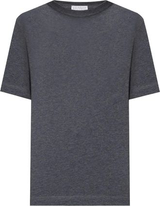 Brunello Cucinelli short-sleeve crew-neck T-shirt - women - Cotton - S - Grey
