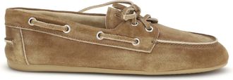 Miu Miu Womens Delav&eacute; Suede Unlined Loafers Cannella Calf Leather Bos Taurus