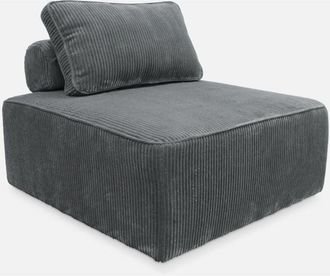Sweeek Sweeek - M&oacute;dulo Para Sof&aacute; Modular De Pana, 1 Plaza, Lao, Gris, 90x90x40 Cm