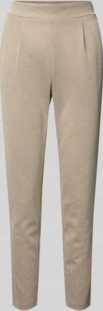 Ichi Slim Fit Stoffhose mit elastischem Bund Modell Kate in Taupe, Gr&ouml;&szlig;e XXL